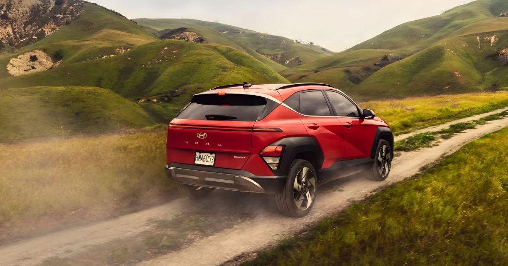 Another paint option for the 2026 Hyundai Kona is the Soultronic Orange Pearl.