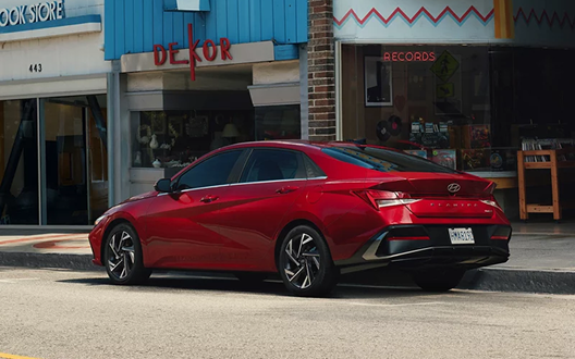 2026 Hyundai Elantra side profile view in red color