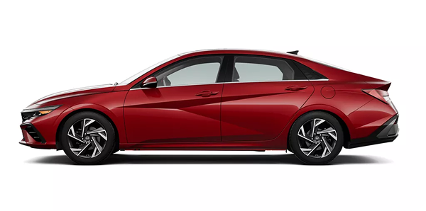 2026 Hyundai Elantra in red showing sleek side profile