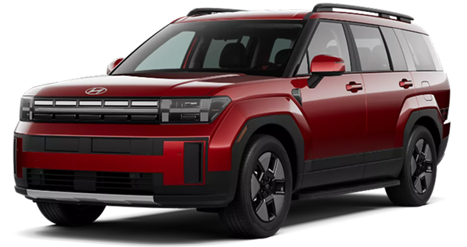 A red 2027 Hyundai SANTA FE Hybrid SEL