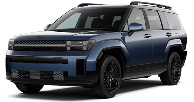A blue 2027 Hyundai SANTA FE Hybrid Calligraphy