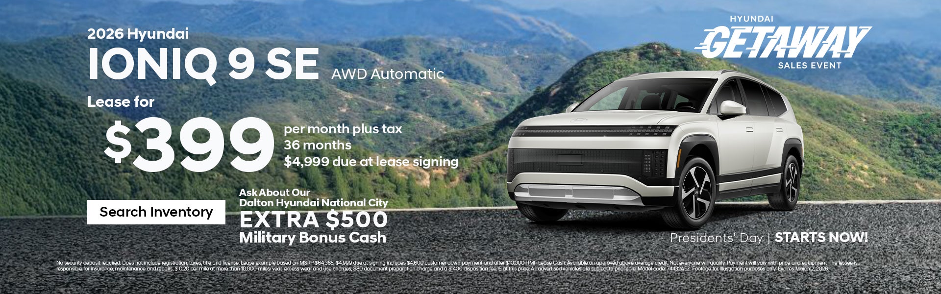 New 2026 Hyundai Ioniq 9 SE AWD Automatic Lease for $399 / m