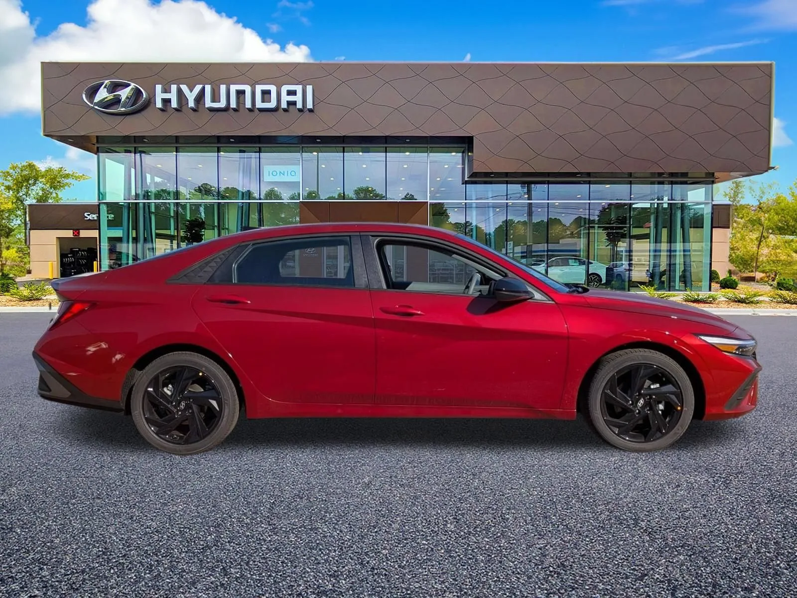 Red 2026 Hyundai Elantra, full side profile