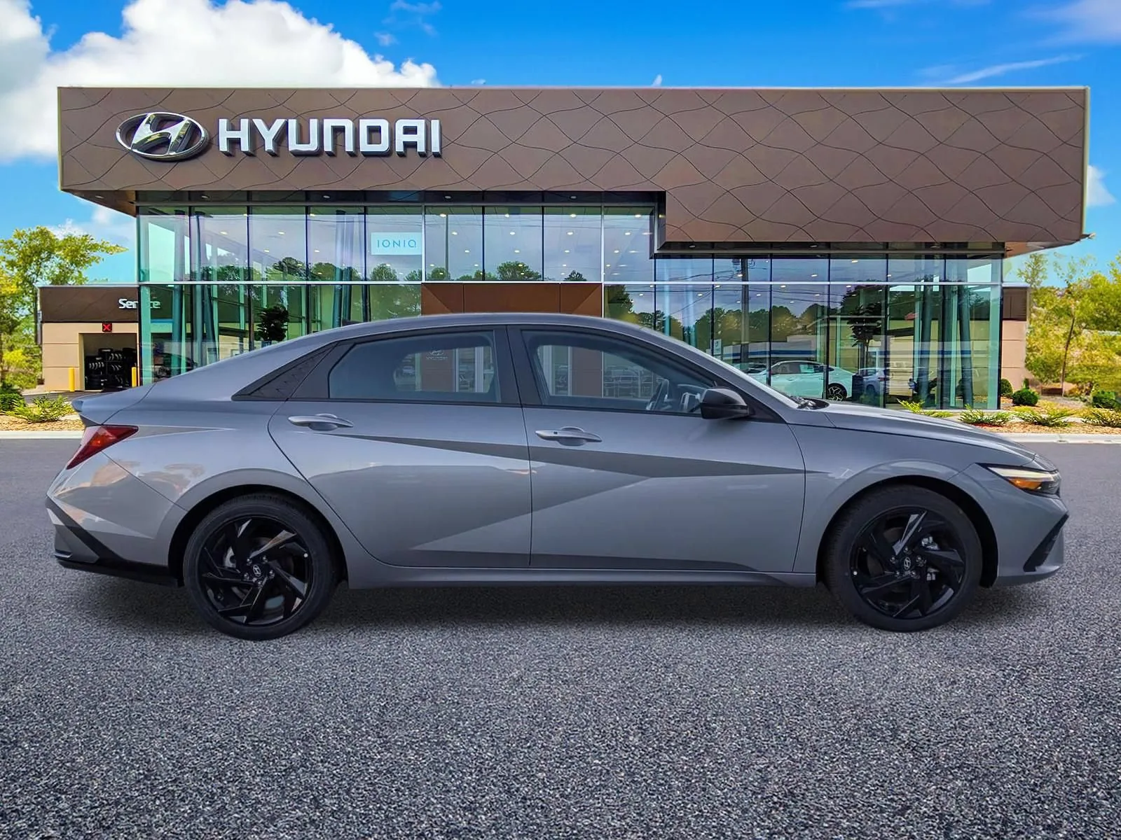 Silver 2026 Hyundai Elantra, full side profile on the Dalton lot