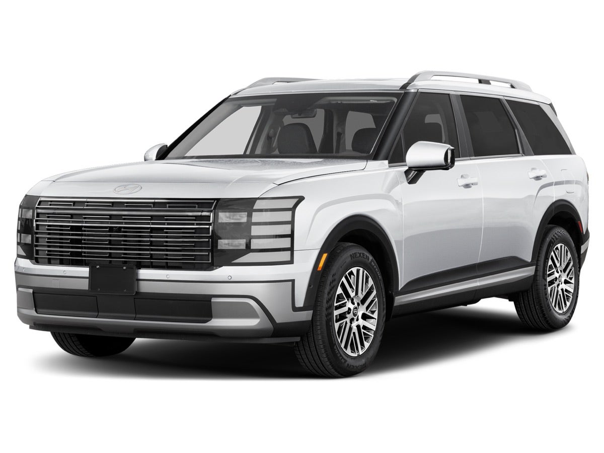 A 2026 Hyundai Palisade photographed from the front and side against a plain studio backdrop.