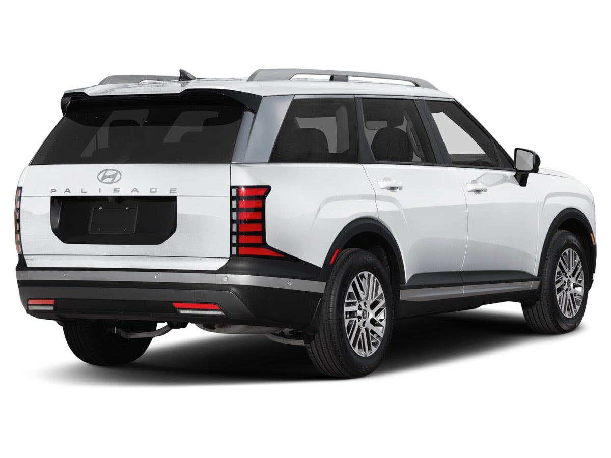 A 2026 Hyundai Palisade from the rear and side, showing the tailgate and tail lights.