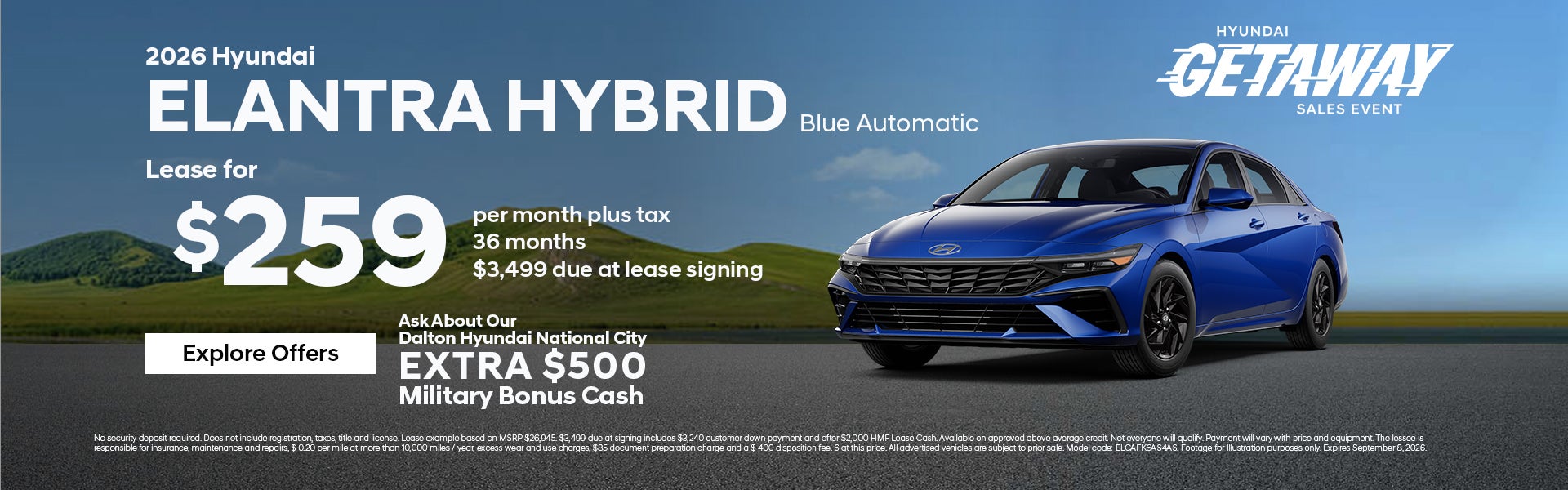 New 2026 Hyundai Elantra Hybrid Blue