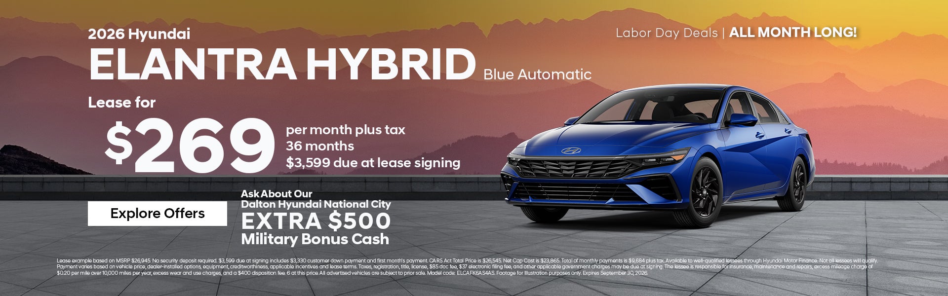 New 2026 Hyundai Elantra Hybrid Blue