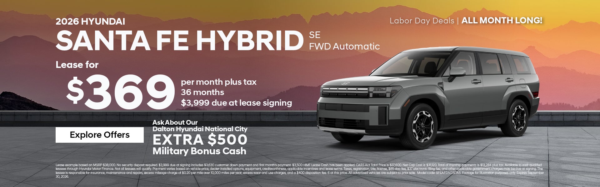 New 2026 Hyundai Santa Fe Hybrid SE FWD Automatic Lease