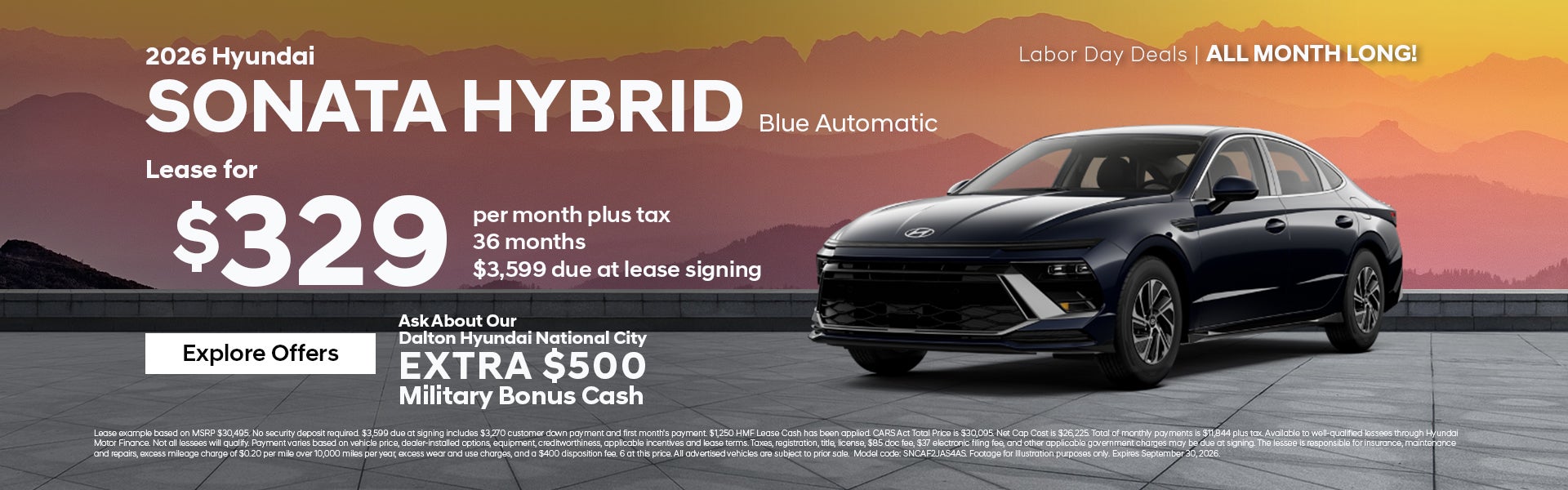 New 2026 Hyundai Sonata Hybrid Blue FWD Automatic Lease