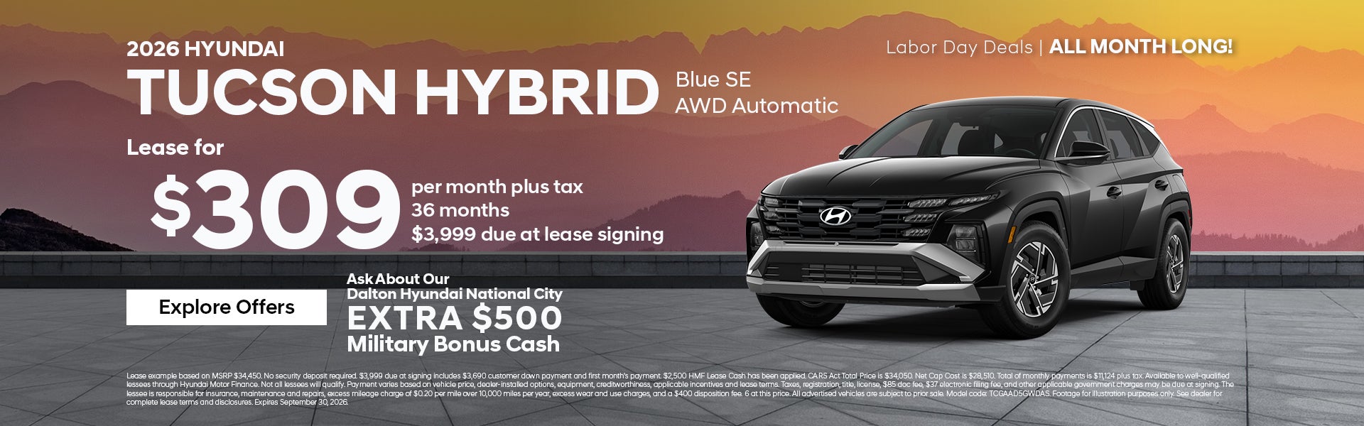 New 2026 Hyundai Tucson Hybrid Blue SE AWD Automatic Lease