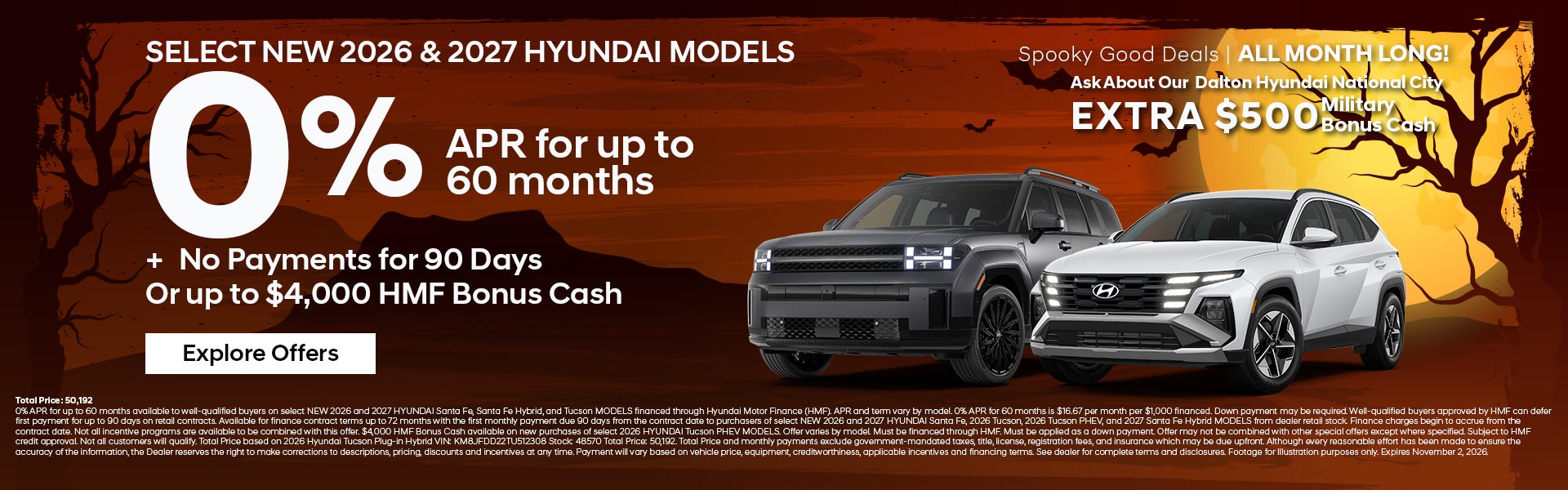 SELECT NEW 2026 and 2027 HYUNDAI MODELS as low as 0% APR fo